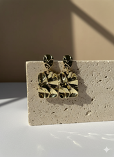 Abstract Textured Square Earrings